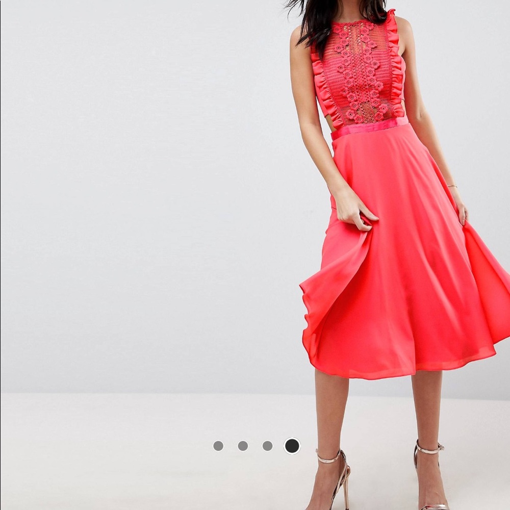 Asos Bright coral midi dress